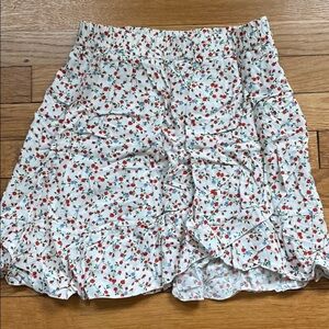 Subdued Floral Ruffle Mini Skirt